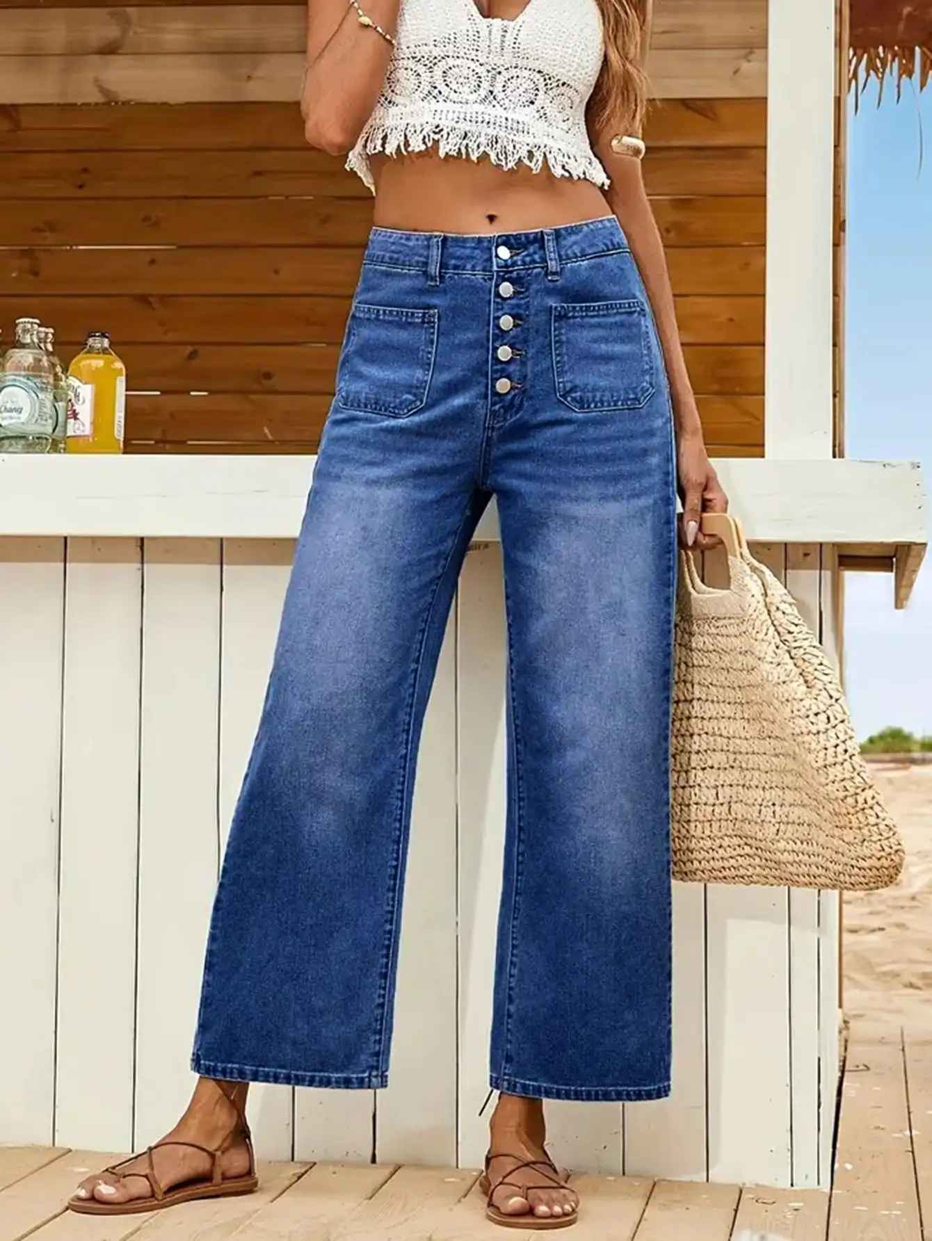 Jeans mit weitem bein